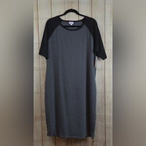 LuLaRoe Julia Gray and Black Midi Dress